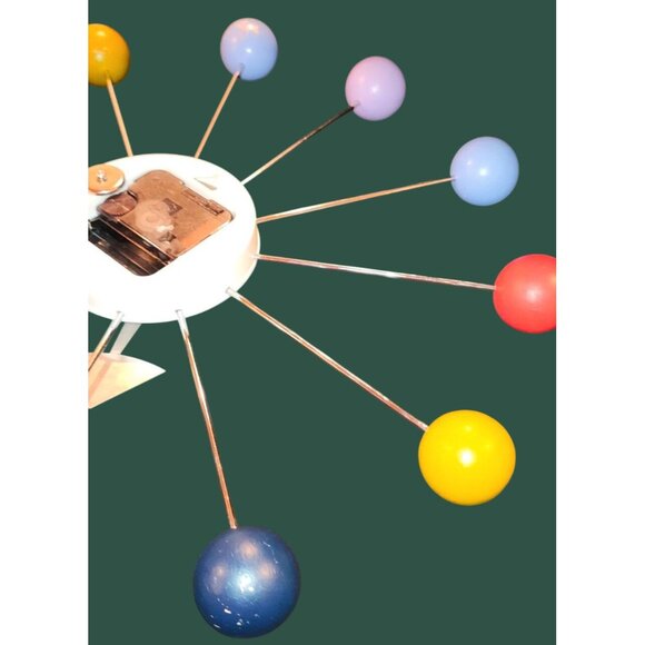 George Nelson Mid Century Modern 1949 Metal Wood Ball Clock TAIWAN Works - Picture 12 of 13